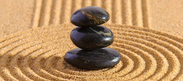 Текстурированный Песок Камень Японском Саду Дзен — стоковое фото
