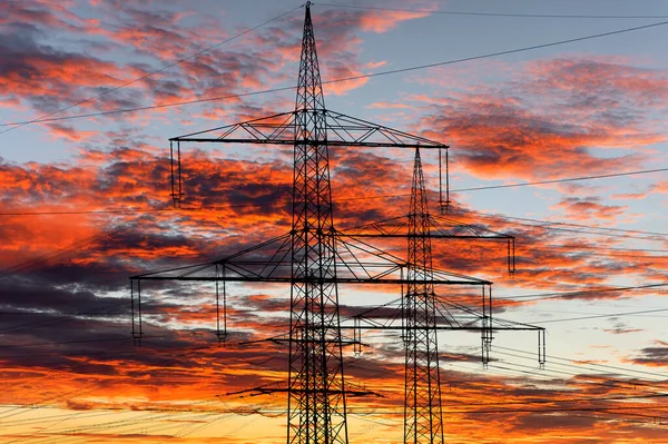 Pylony Vysokonapěťový Kabel Pro Elektřinu Energii — Stock fotografie