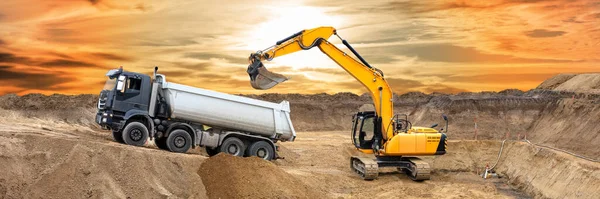 Excavator Working Digging Construction Site — Stock Photo, Image