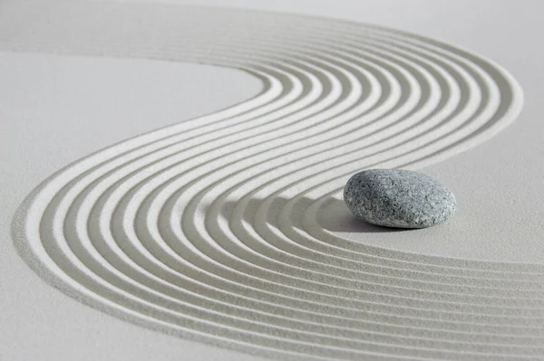 Japanese Zen Garden Stone Textured Sand — Stock Photo, Image