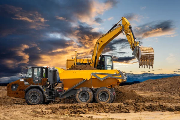 Excavator Ist Working Digging Construction Site — Stock Photo, Image