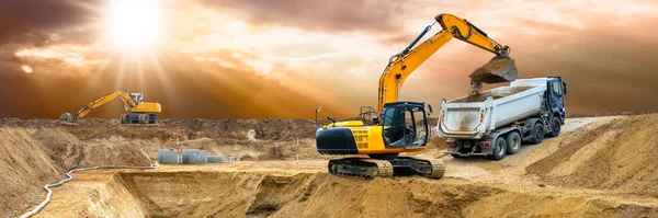 Excavator Ist Working Digging Construction Site — Stock Photo, Image