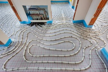 underfloor heating system in construction of new residential house
