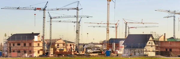 Cranes Construction Site Residential Homes — Fotografia de Stock