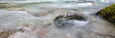 panoramic landscape with wild river in canyon