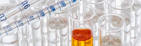 化学実験室での試験管とガラス製品 — ストック写真