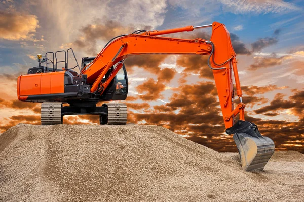 Excavator Digging Working Construction Site — Stok fotoğraf