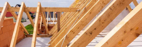 Roof Truss Construction Newly Built House — Stockfoto