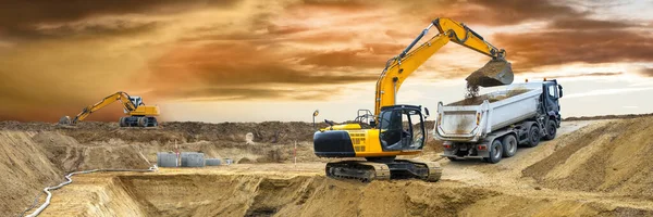 Escavadora Ist Escavação Trabalho Local Construção — Fotografia de Stock