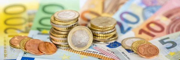 Financiën Bedrijfsleven Economie Met Rekenmachine Euromunten — Stockfoto