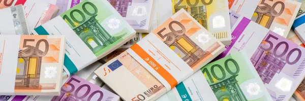 Muchos Billetes Efectivo Moneda Euro — Foto de Stock