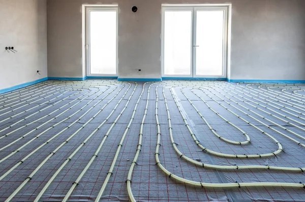 Underfloor Heating System Construction New Residential House — Zdjęcie stockowe