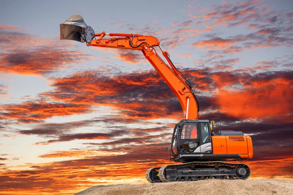 Escavatore Sta Lavorando Scavando Cantiere — Foto Stock