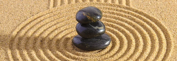 Japanse Zen Tuin Met Steen Getextureerd Zand — Stockfoto