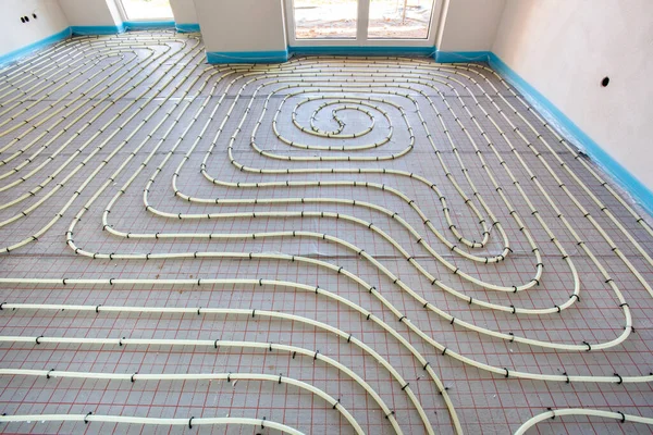 Underfloor Heating System Construction New Residential House — Stock Photo, Image