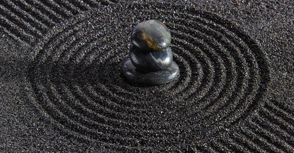 Japanese Zen Garden Stone Textured Sand — Stock Photo, Image