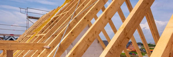 Dachstuhl Beim Bau Eines Neuen Hauses — Stockfoto