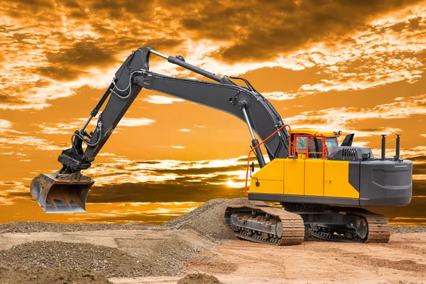 Excavator Digging Working Construction Site — Fotografia de Stock