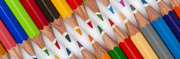 チームワークとコミュニティのシンボルとして配置された色鉛筆 — ストック写真