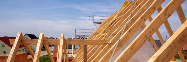 Dach Eines Neu Gebauten Hauses Bau — Stockfoto