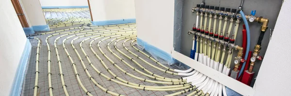 underfloor heating system in construction of new built residential home