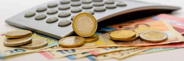 Biznes Finanse Gospodarka Wykresami Monetami Euro — Zdjęcie stockowe