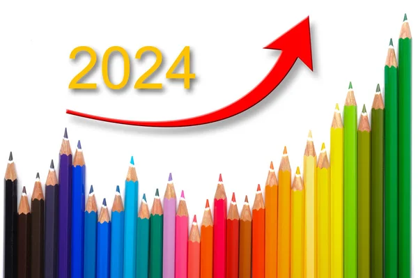 Grafiek Toont Stijging Succes Jaar 2024 Stockfoto