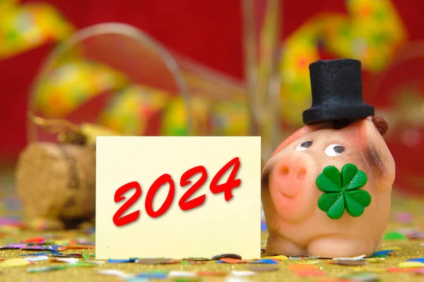 Glücksbringer Und Talisman Als Symbol Neuen Jahr 2024 Stockbild