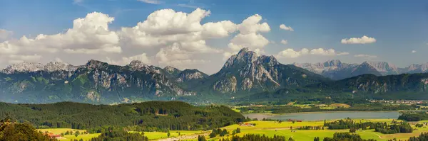 Panoramisch Landschap Natuur Met Bergketen Beieren Duitsland Stockafbeelding