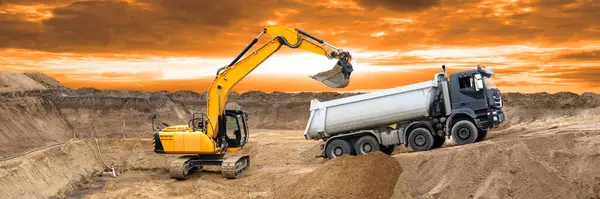 Excavator Working Digging Construction Site — Stock Photo, Image