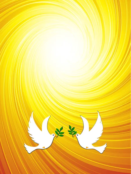 Easter Spiral Mystic Background Yellow White Doves Carrying Olive Branches Stock Illustration