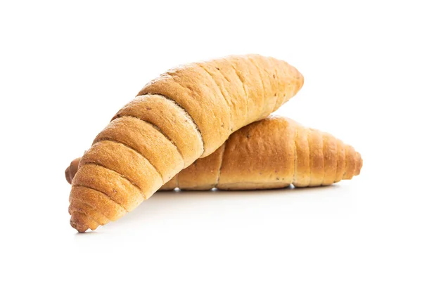 Rolo Pão Croissant Isolado Fundo Branco — Fotografia de Stock