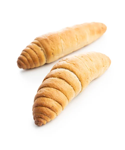 Rotolo Pane Croissant Isolato Sullo Sfondo Bianco — Foto Stock
