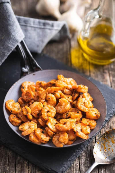 Grilled Tiger Shrimps Pan — Stock Photo, Image