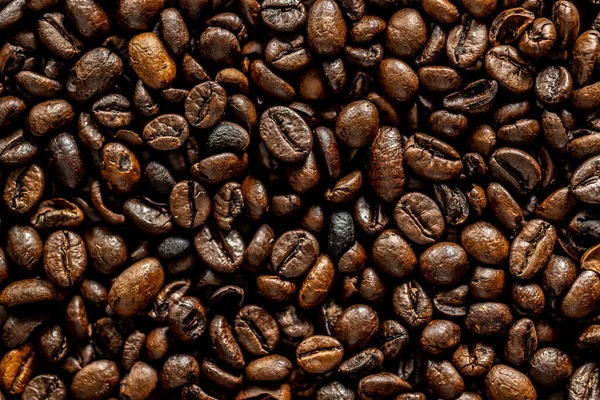 Het Gebrande Koffie Achtergrond Patroon Bovenaanzicht — Stockfoto