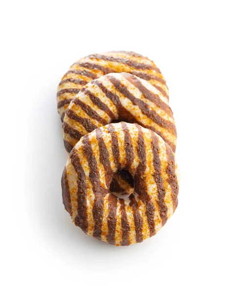 Пончики Шоколадом Карамельной Глазурью Изолированы Белом Фоне — стоковое фото