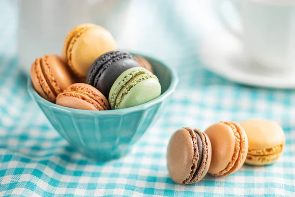 Sweet Macaron Dessert Colorful Macarons Bowl — Stock Photo, Image
