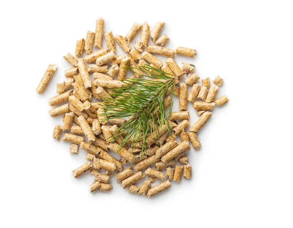 Fehér Alapon Izolált Pellet Borovi — Stock Fotó