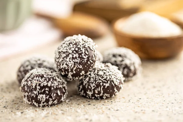 Coconut Chocolate Balls Kitchen Table — Stock Photo, Image