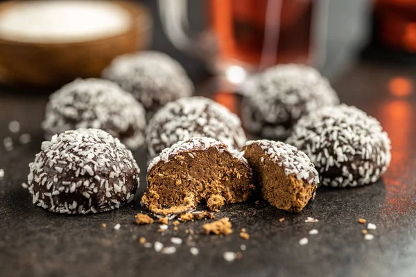 Kokoschocolade Ballen Keukentafel — Stockfoto