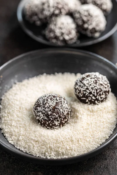 Kokoschocolade Ballen Geraspte Kokosnoot — Stockfoto