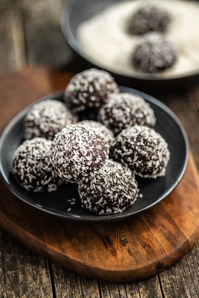 Coconut Chocolate Balls Plate — Stock Photo, Image