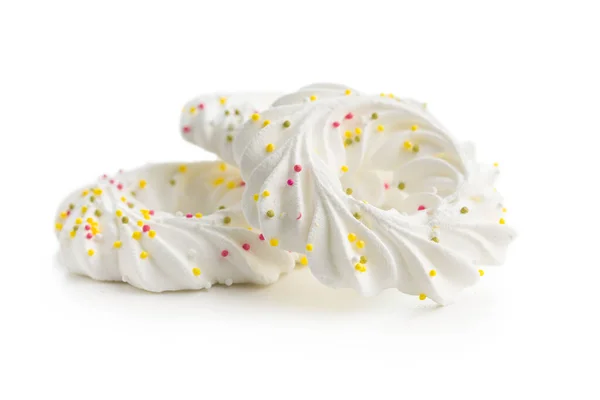 Sweet Meringues Sprinkles Isolated White Background — Stock Photo, Image