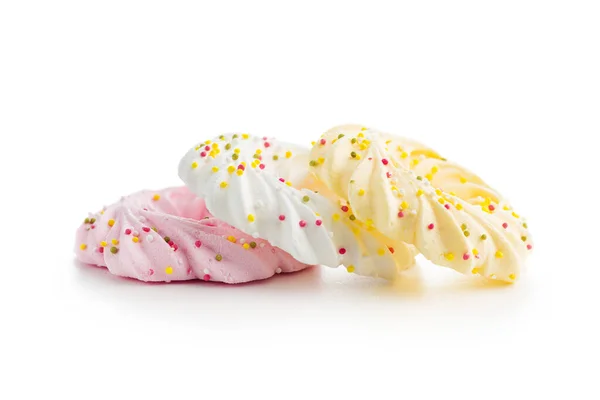 Different Colors Meringues Sprinkles Isolated White Background — Stock Photo, Image