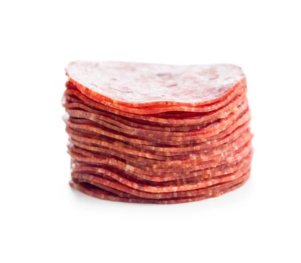 Sliced Mexican Salami Beans Isolated White Background — Stock Photo, Image