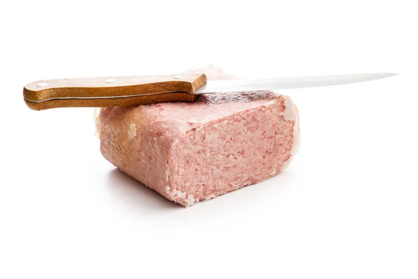 Luncheon Meat Isolated White Background — Stock Photo, Image