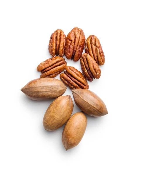 Peeled Pecan Nuts Isolated White Background — Stock Photo, Image