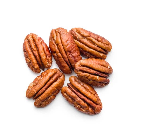 Peeled Pecan Nuts Isolated White Background — Photo