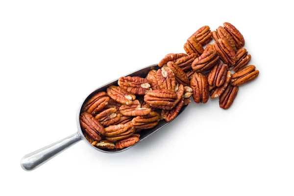 Peeled Pecan Nuts Scoop Isolated White Background — Photo