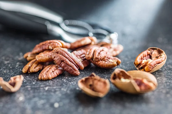 Peeled Pecan Nuts Kitchen Table — Stock Photo, Image